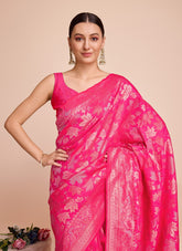 Trendy Pink Colour Party Wear Saree